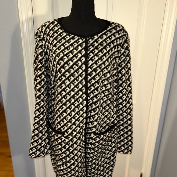 Talbots Women Topper Wool Coat, Size 1x, black/white design - Picture 1 of 9